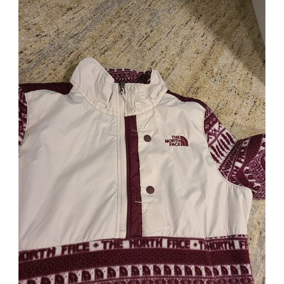 The North Face Aztec Fleece Half Zip Sz Large Womens L Maroon/Purple Cream - Picture 10 of 16